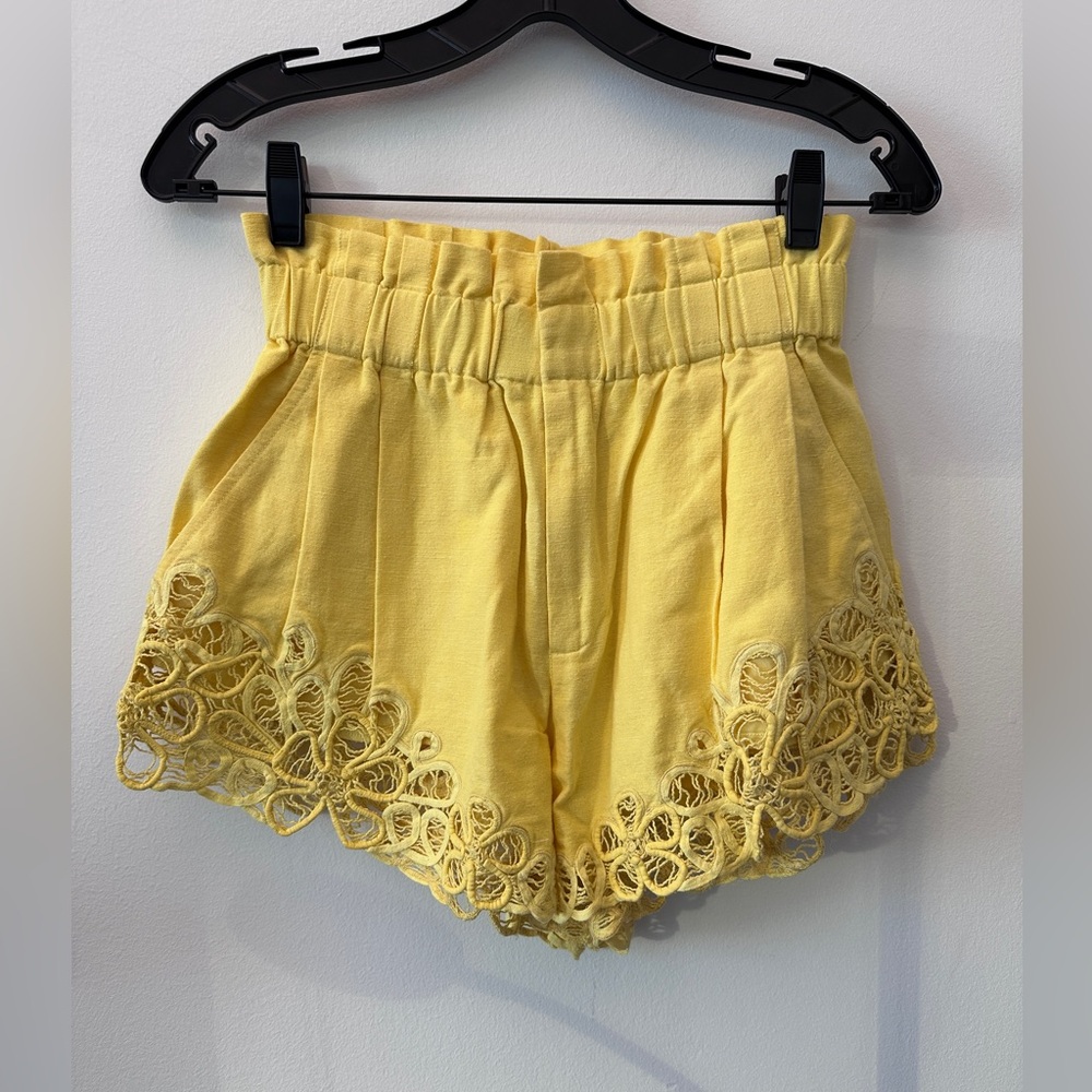 Sea New York High Waist Yellow Eyelet Shorts